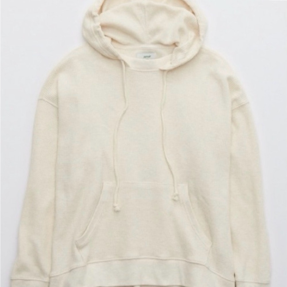 Aerie Waffle Knit Hoodie in Heather Frost